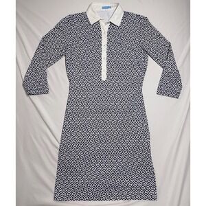 J.McLaughlin Catalina Cloth Polo Shirt Dress Geometric Black White Size XS